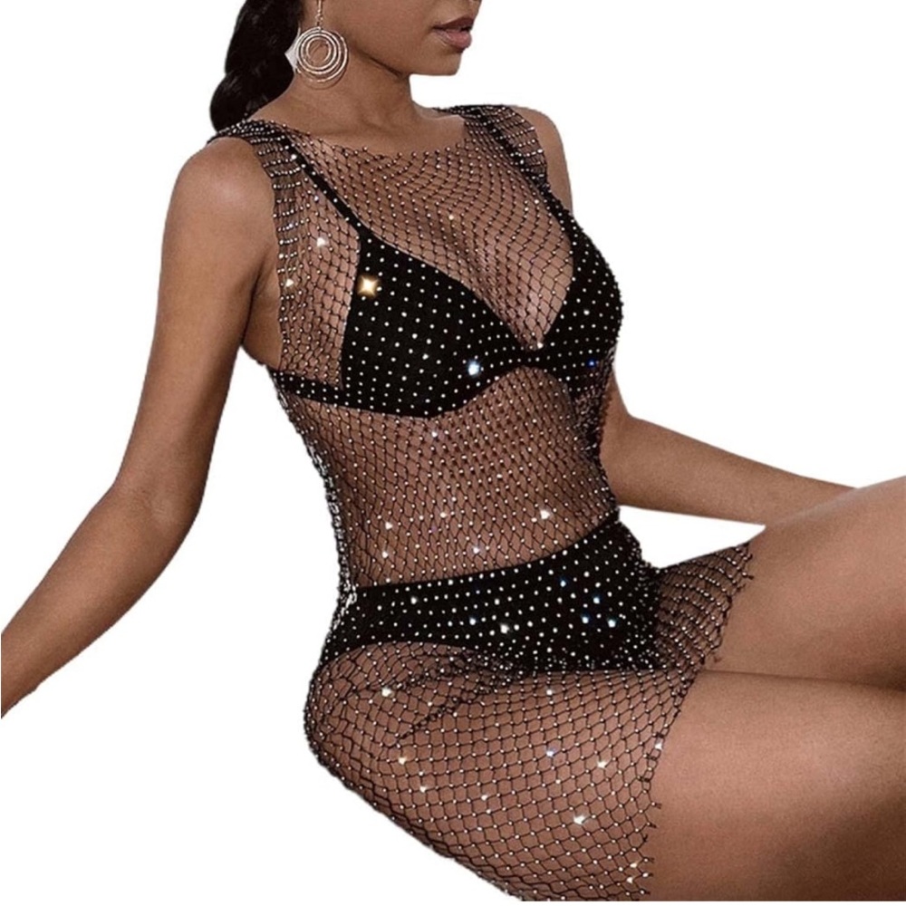Rhinestone fishnet dress